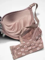 Bronze Flower Print Push-Up Bra with Adjustable Straps - Image 3