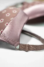 Bronze Flower Print Push-Up Bra with Adjustable Straps - Image 2