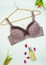 Bronze Flower Print Push-Up Bra with Adjustable Straps - Image 6