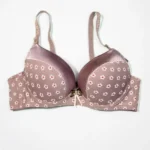 Bronze Flower Print Push-Up Bra with Adjustable Straps