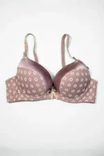 Bronze Flower Print Push-Up Bra with Adjustable Straps