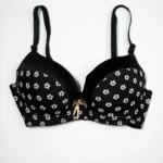 Black Flower Print Push-Up Bra with Adjustable Straps