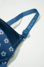 Blue Flower Print Push-Up Bra with Adjustable Straps - Image 4