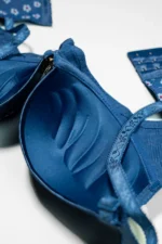 Blue Flower Print Push-Up Bra with Adjustable Straps - Image 3