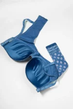 Blue Flower Print Push-Up Bra with Adjustable Straps - Image 2