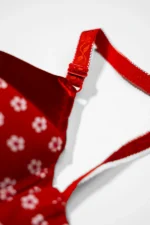 Red Flower Print Push-Up Bra with Adjustable Straps - Image 2