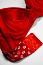 Red Flower Print Push-Up Bra with Adjustable Straps - Image 4