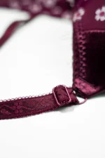 Maroon Flower Print Push-Up Bra with Adjustable Straps - Image 4