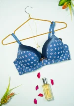 Blue Flower Print Push-Up Bra with Adjustable Straps - Image 6