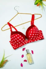 Red Flower Print Push-Up Bra with Adjustable Straps - Image 6