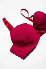 Dark Pink Women's Demi Cup Microfibre Bra with Adjustable Straps - Image 3