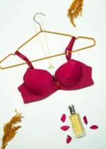 Dark Pink Women's Demi Cup Microfibre Bra with Adjustable Straps - Image 5