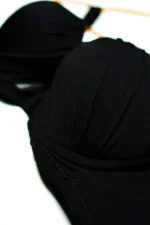 Black Women's Demi Cup Microfibre Bra with Adjustable Straps - Image 3