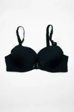 Black Women's Demi Cup Microfibre Bra with Adjustable Straps
