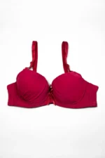 Dark Pink Women's Demi Cup Microfibre Bra with Adjustable Straps