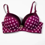 Maroon Flower Print Push-Up Bra with Adjustable Straps